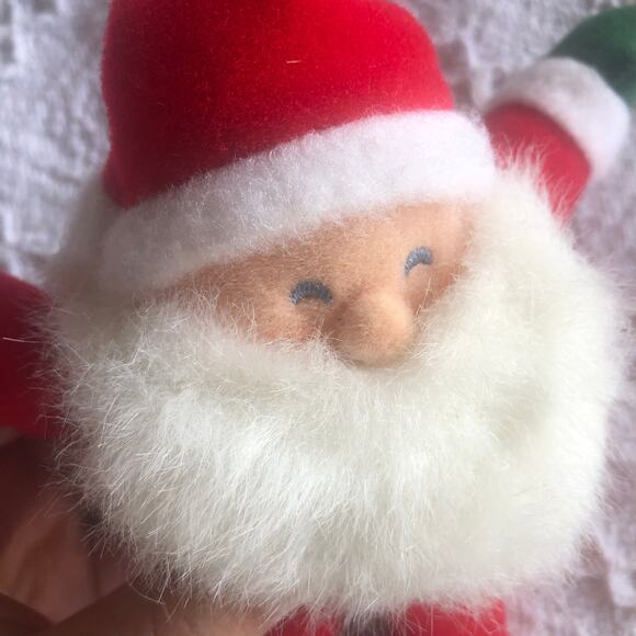 Vintage 1986 Hallmark Christmas Santa Plush Shelf Sitter Flocked Face & Beard 9" - Picture 4 of 7